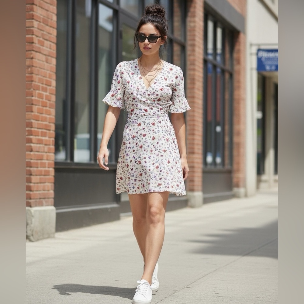 The Kooples 100% Silk Mixed Print Floral Ditsy Mini Dress